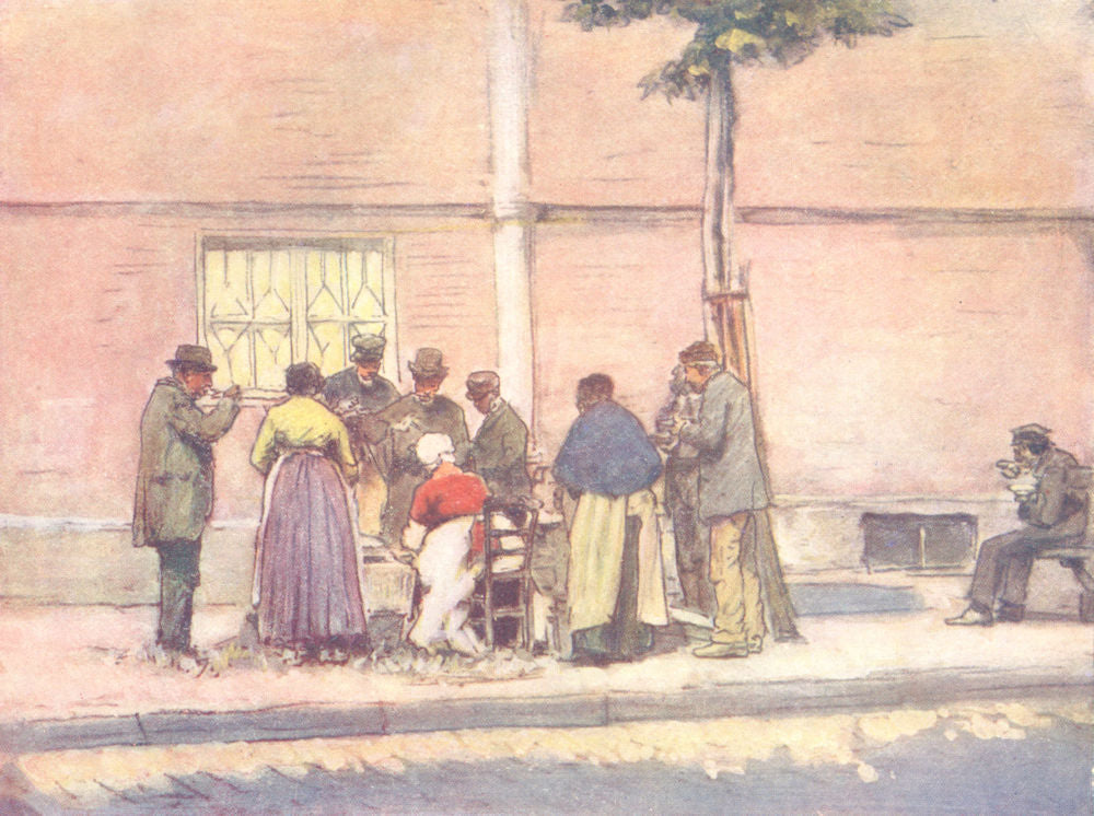 PARIS. Dejeuner al Fresco 1909 old antique vintage print picture